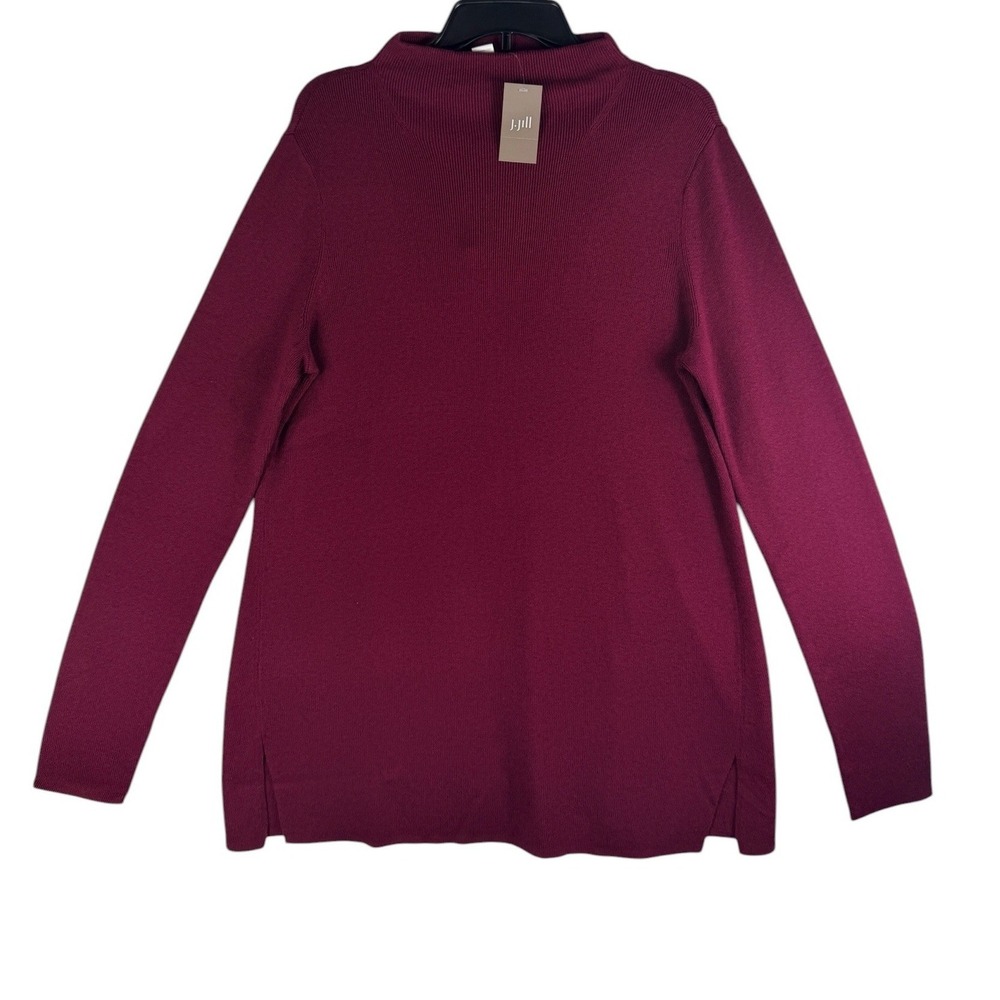 J. Jill Burgundy Mock Neck Silk Wool Blend Sweater Tall Large NWT 281LT